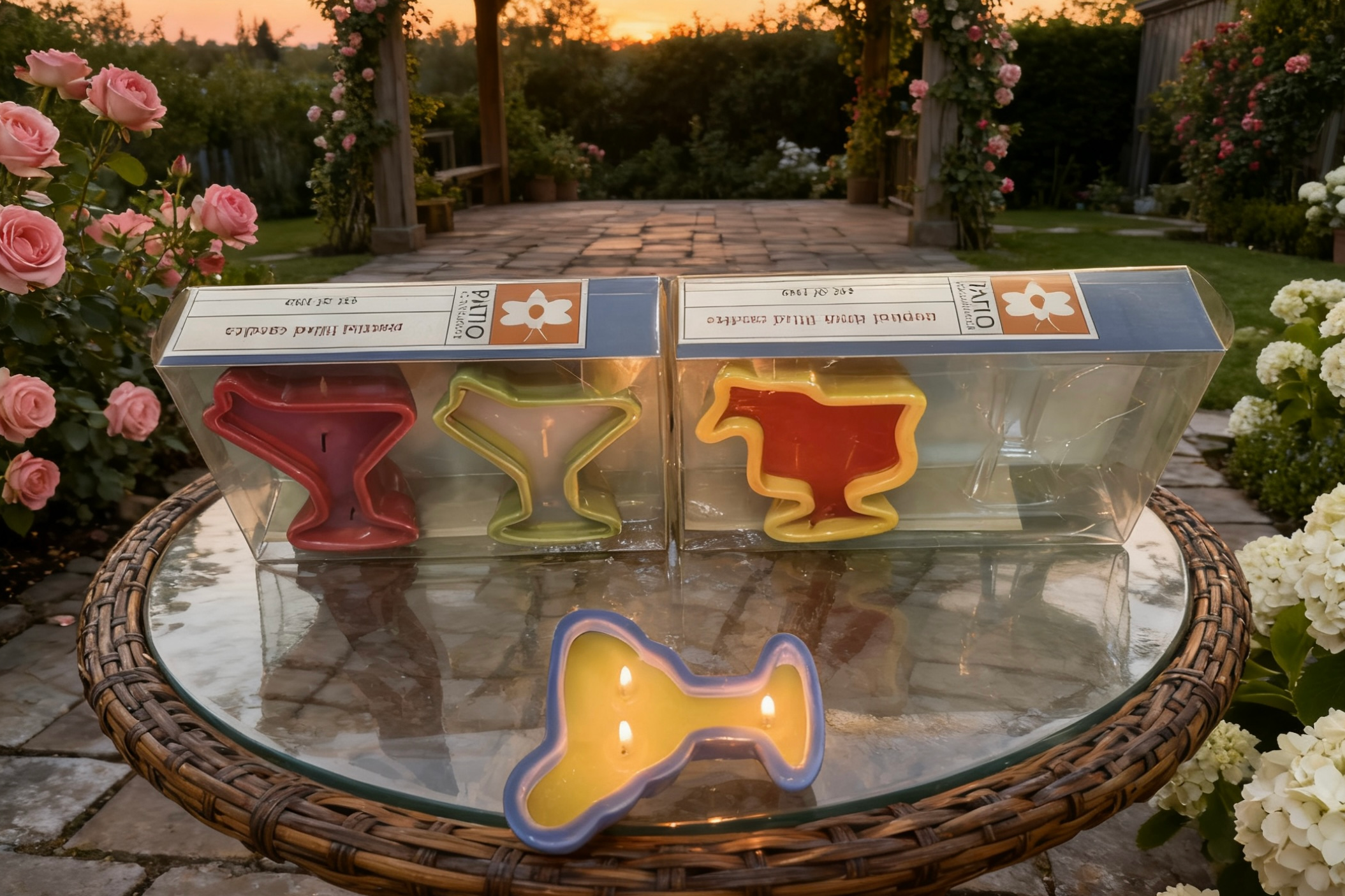 2pk Cocktail Shaped Ceramic Filled Candles